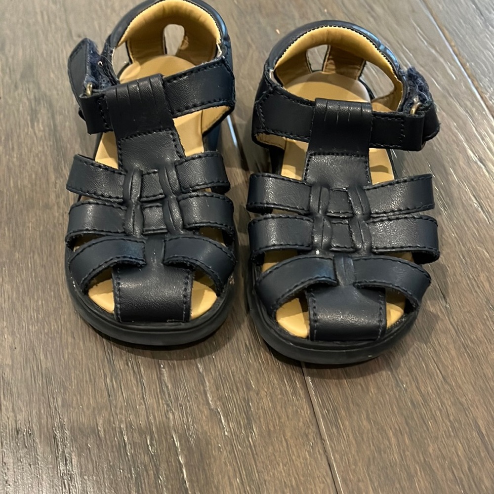 Navy leather sailor sandals velcro